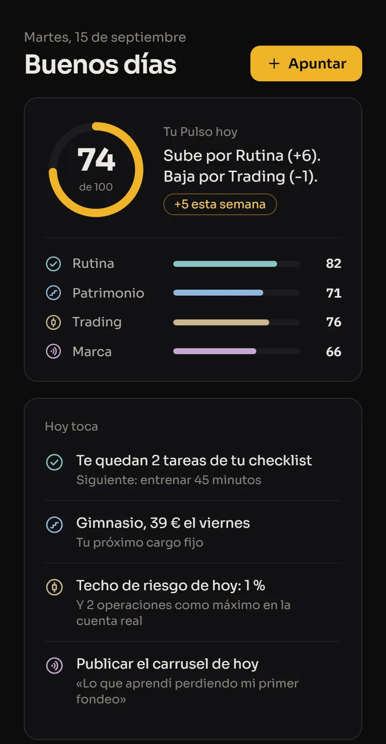 Pantalla Hoy de Pulso en el móvil con datos de ejemplo, con la publicación que toca hoy