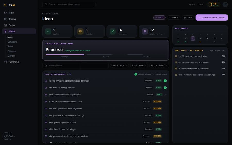 Banco de ideas de contenido en Pulso